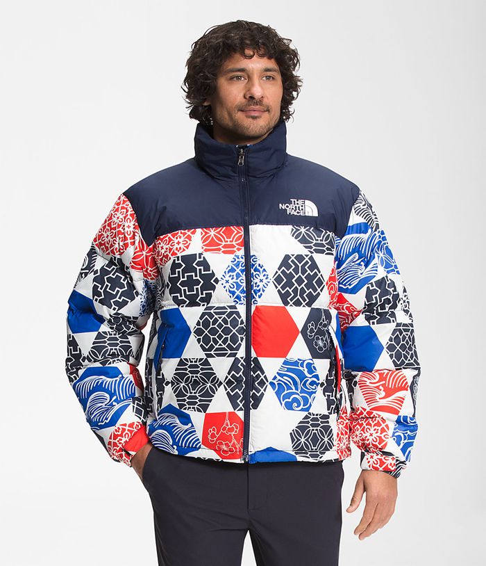 The North Face Winterjas Heren Printed 1996 Retro Nuptse SXPL19625 - Blauw